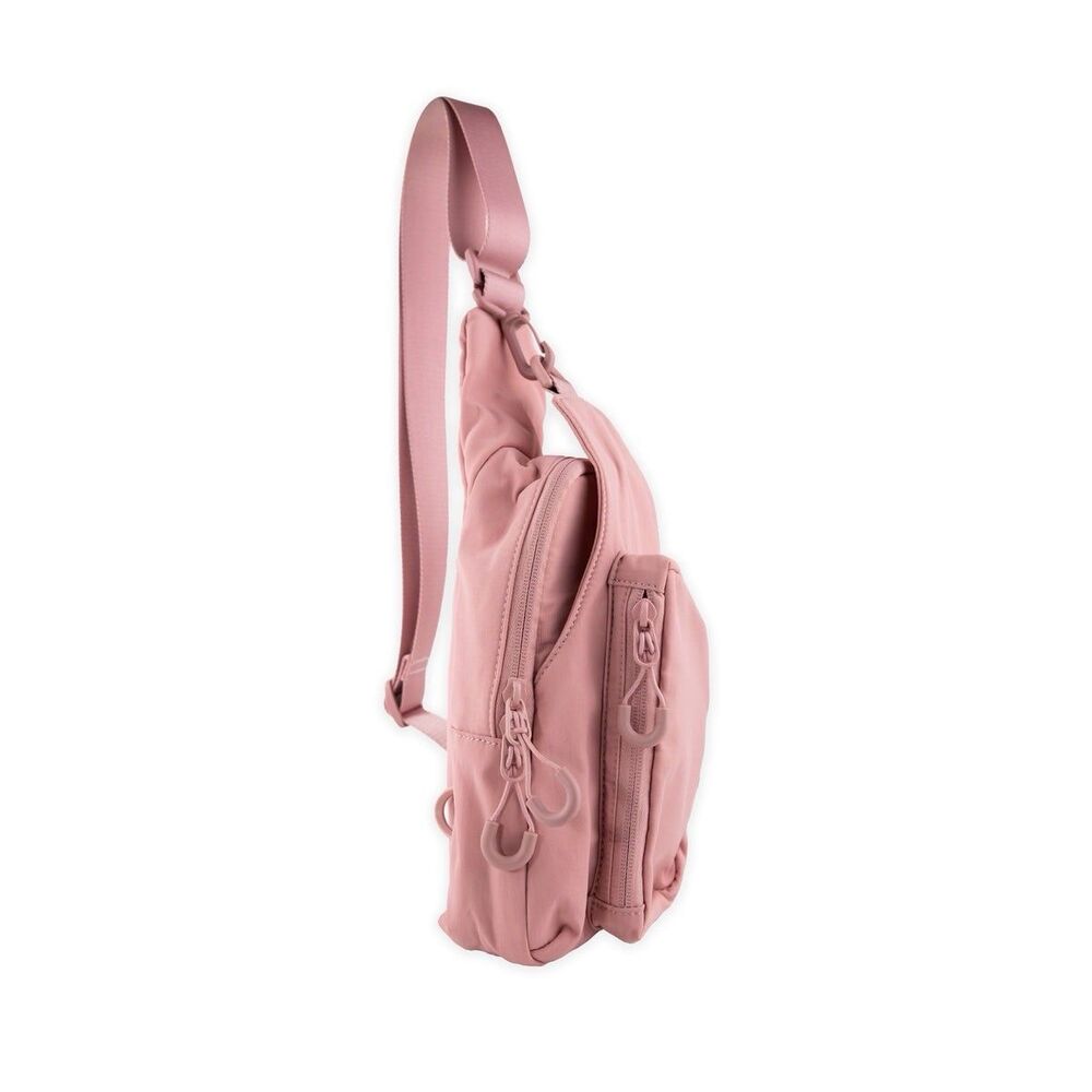 Pink Crossbody Multi Pocket Nylon Bag - Picture 2 of 3